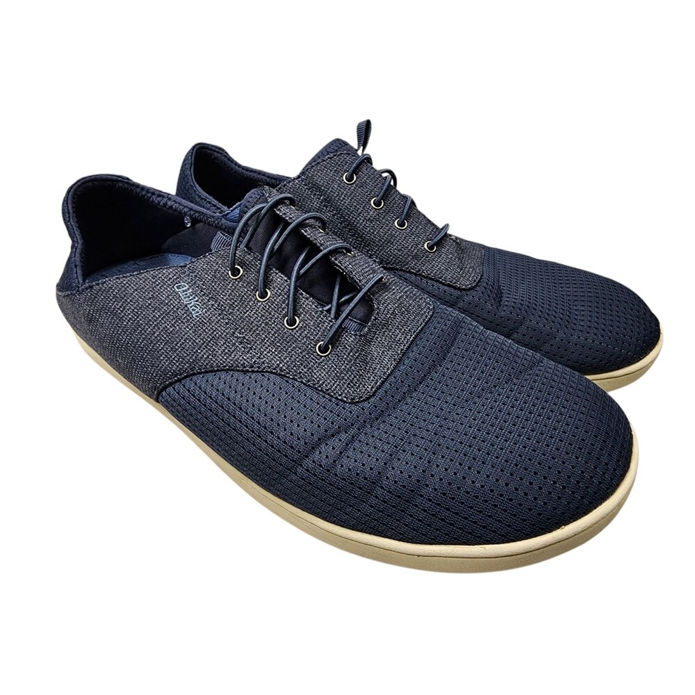 Olukai Nohea Moku Men 13 M Blue Gray Slip On No Tie Boat Shoes Loafers
